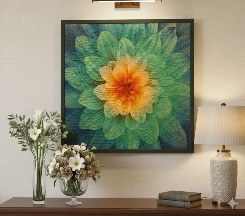 Where Fabric Dreams Blossom: A 3D Quilted Masterpiece.