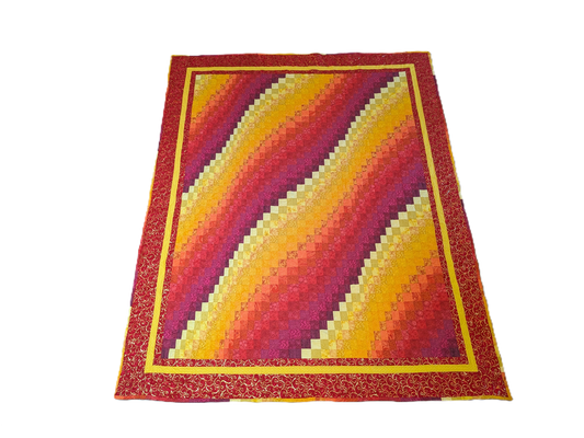 Ignite Your Space: Bold Bargello Waves in Red & Yellow!