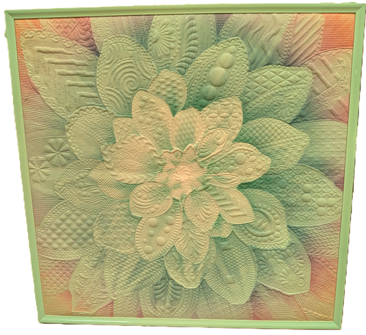 Serene Beauty, Bold Presence: Quilted 3D Dahlia Art.