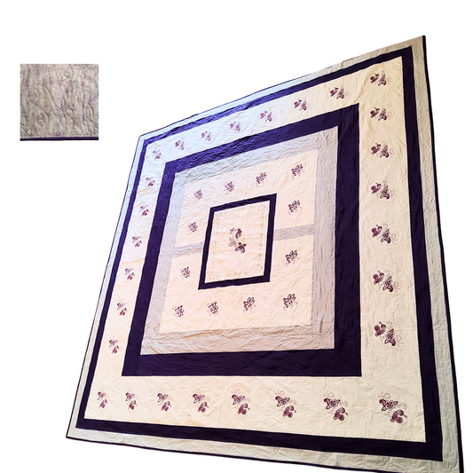 Butterflies and Flowers Custom Embroidered King Size Quilt