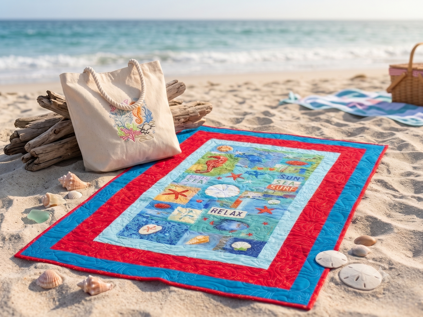 Ocean Drift Quilted Play Mat and Tote