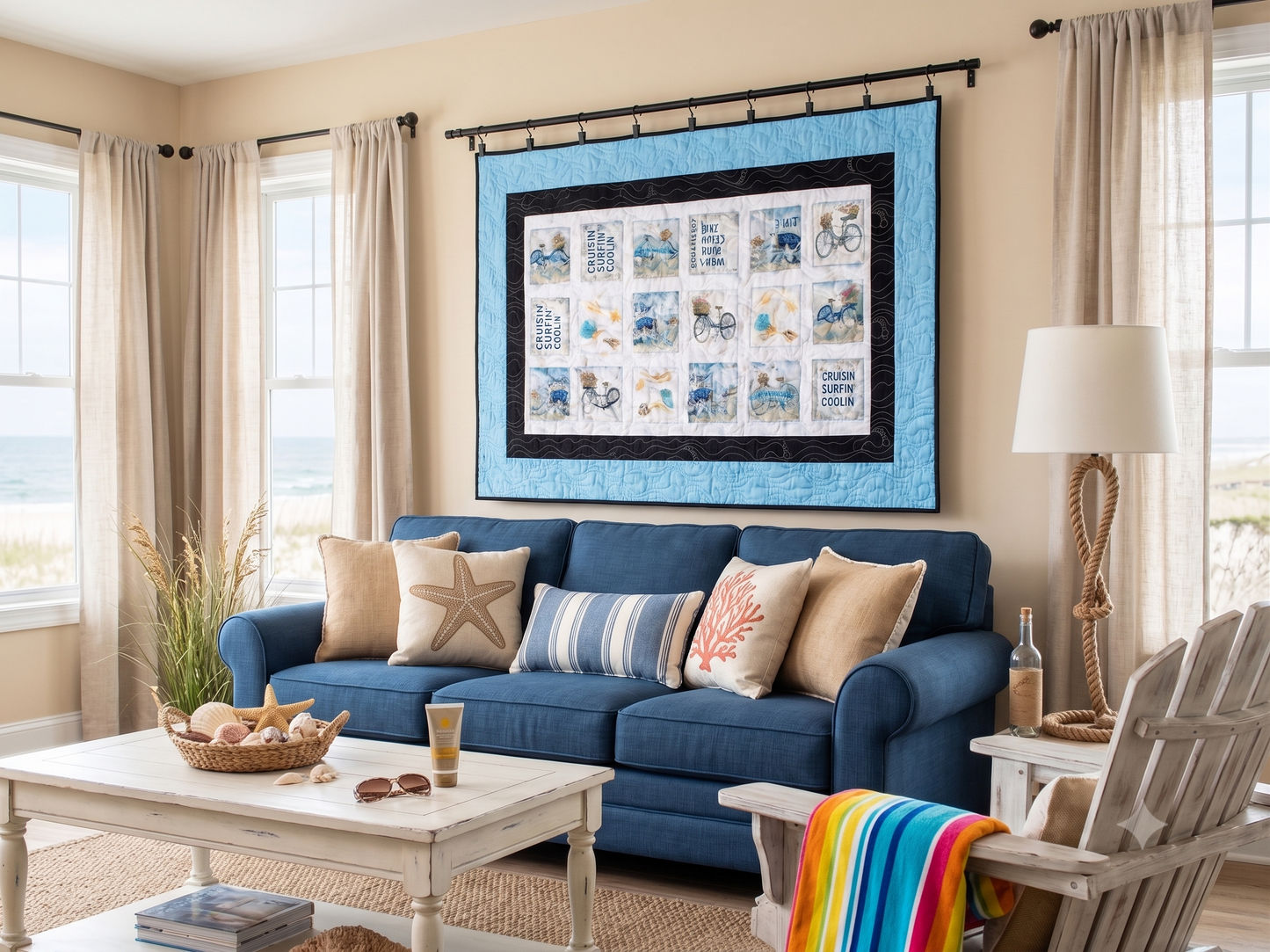 Coastal Vibes Multi-Use Quilt, Play Mat & Tapestry