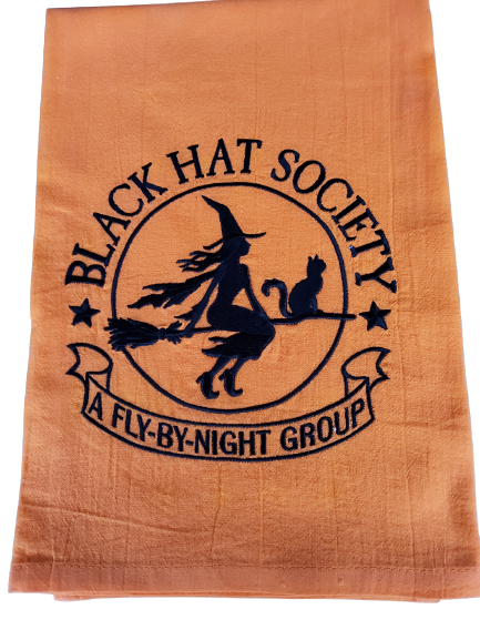 Black Hat Society A Fly By Night Group Embroidered Dishtowel