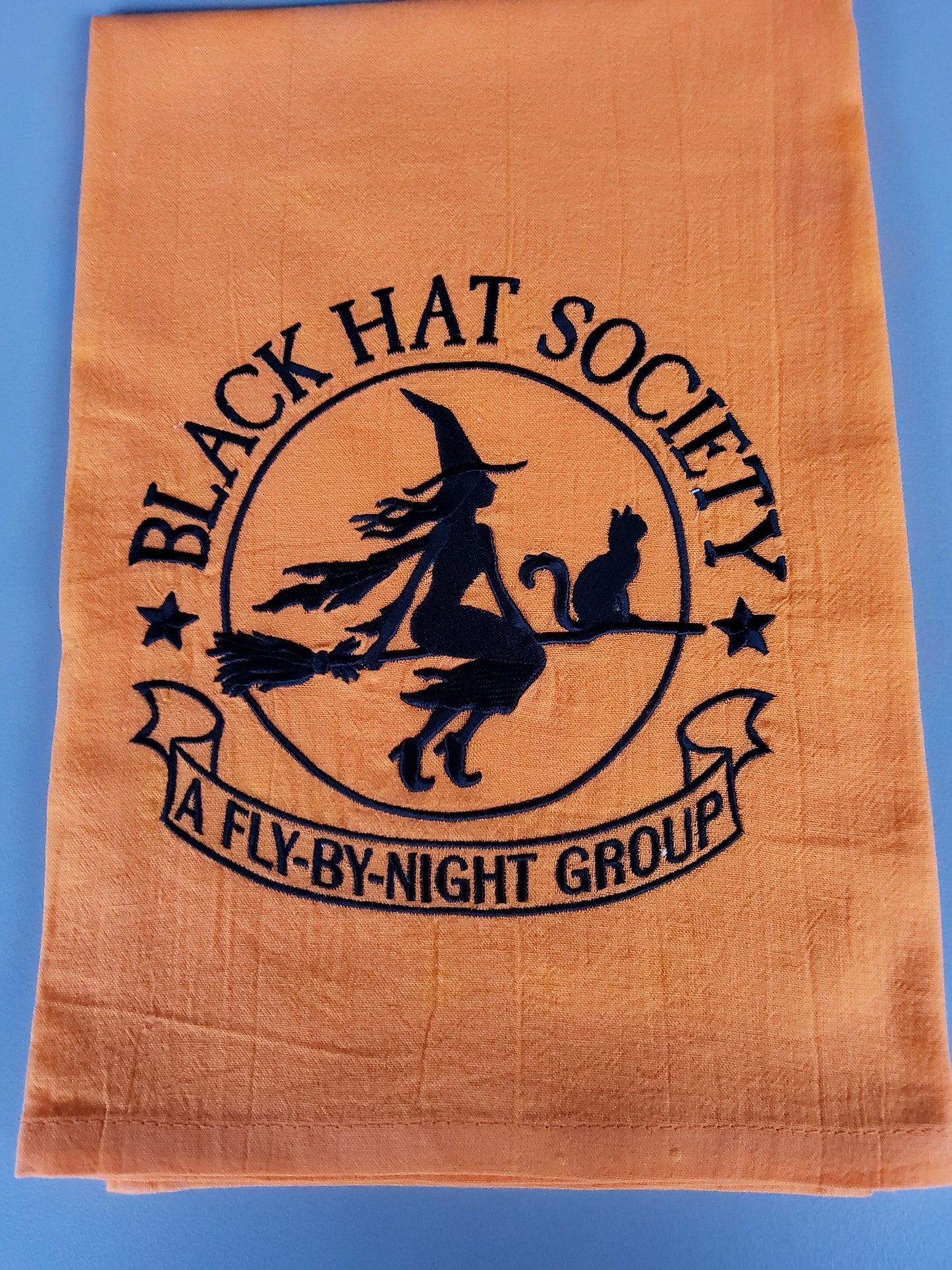 Black Hat Society A Fly By Night Group Embroidered Dishtowel