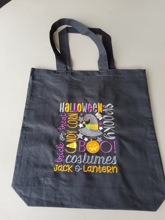 Halloween Themed Custom Embroidered Subway Art Tote