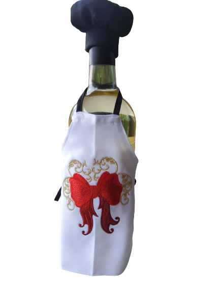 Christmas Ribbon Custom Embroidered Bottle Apron