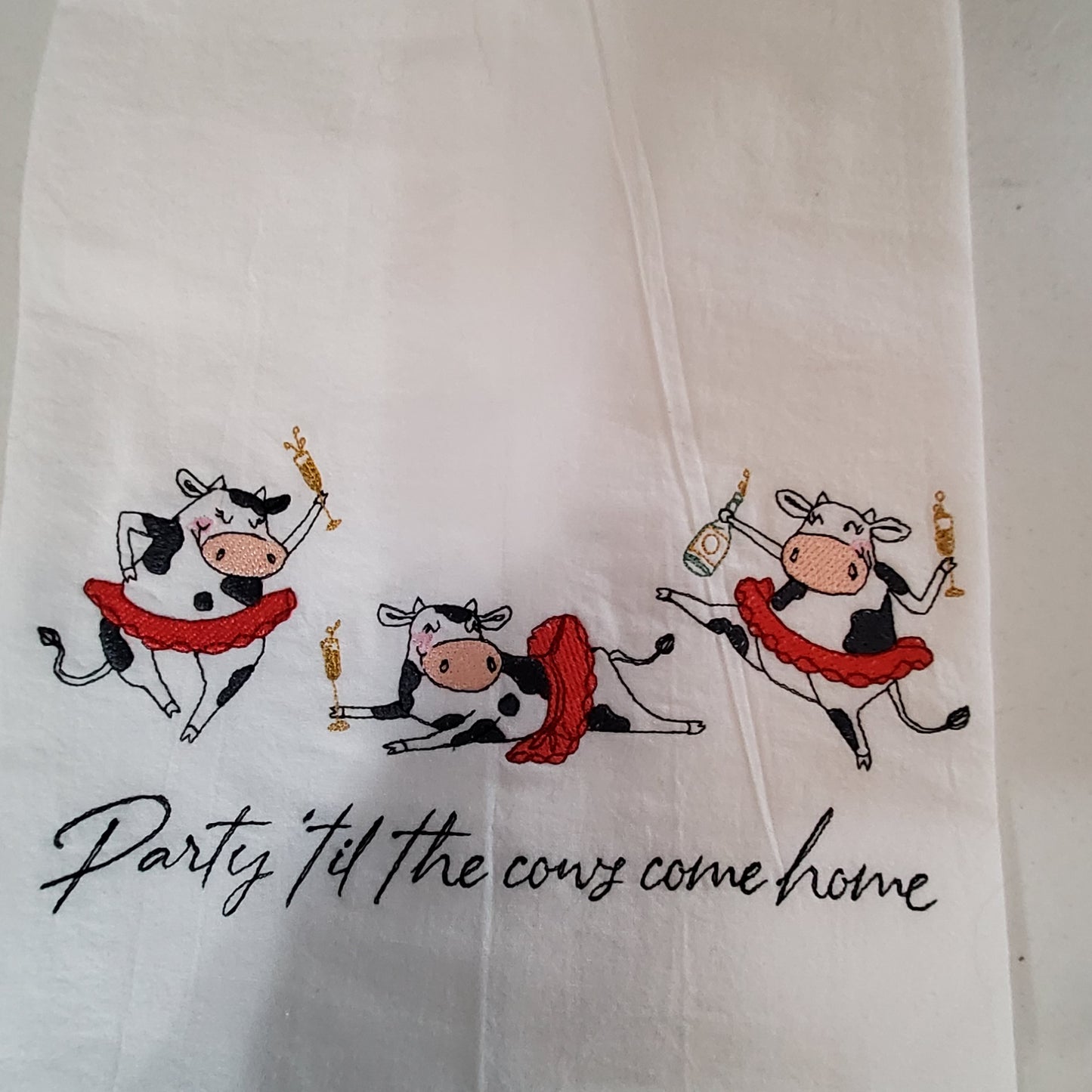 Party 'Til The Cows Come Home Flour Sack Dish Towel