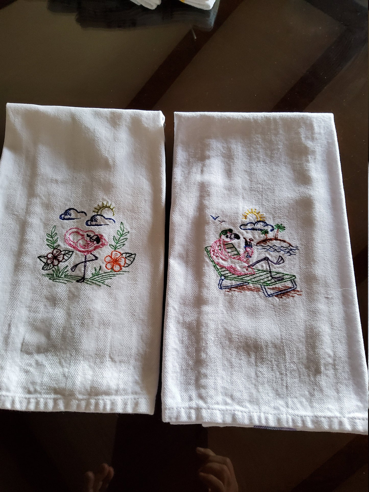 Dish Towel - "Pair of Flamingos - Two Towel Set"