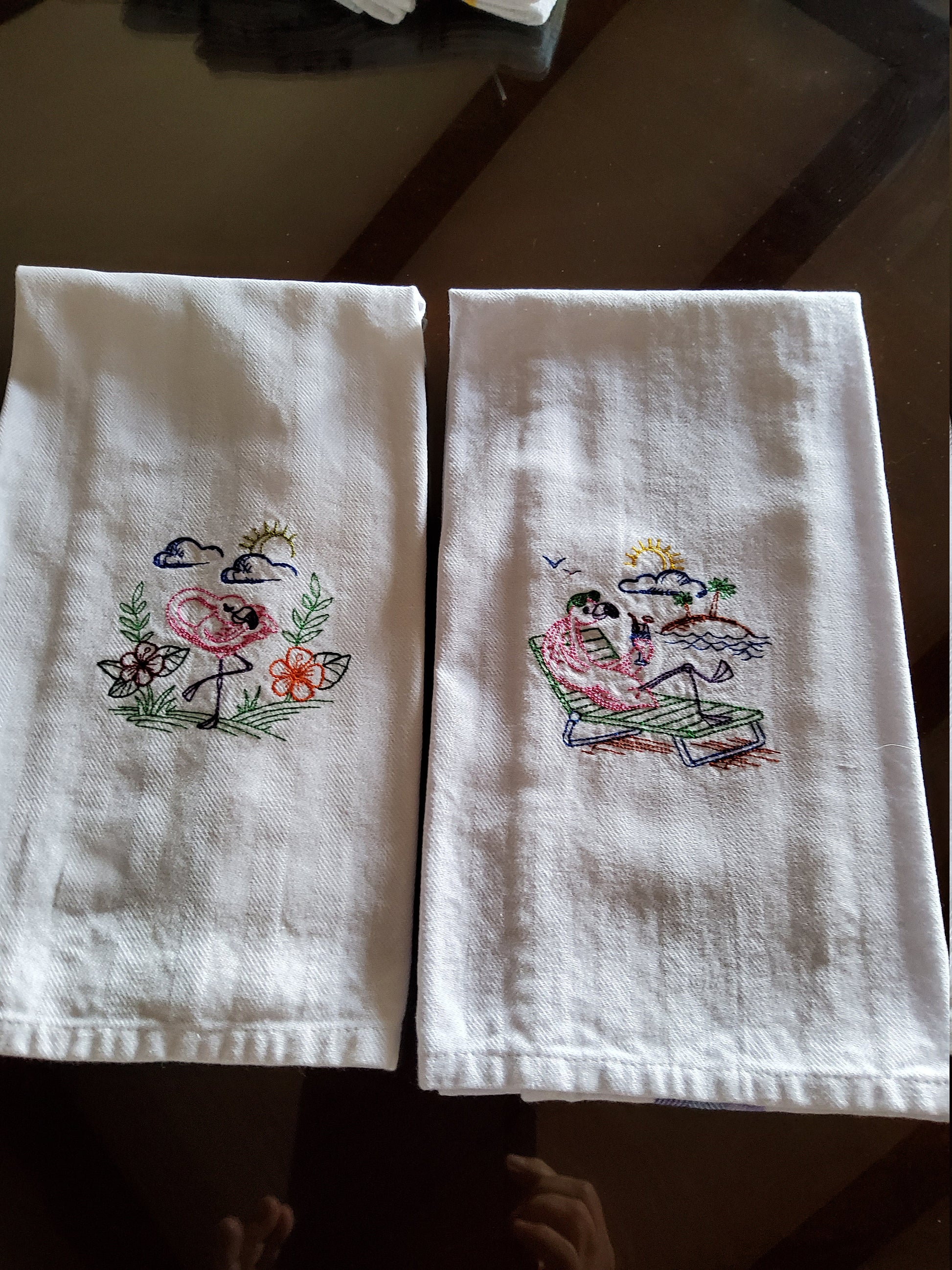Dish Towel - "Pair of Flamingos - Two Towel Set"