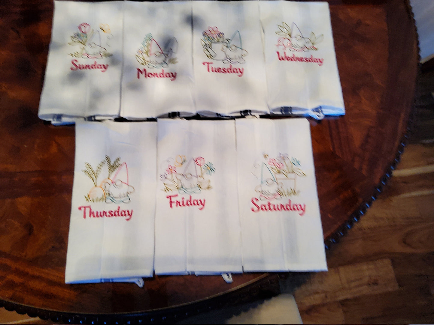 Gnome Seven Days of the Week Vintage Towel Set