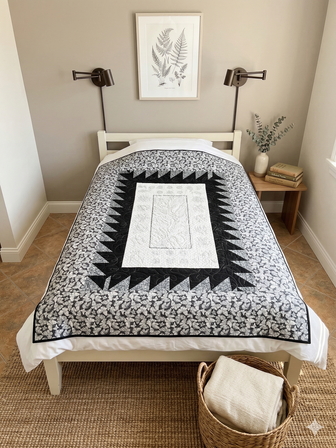 Monochrome Magic:  Transforming Your Guest room with Modern Fiber Art
