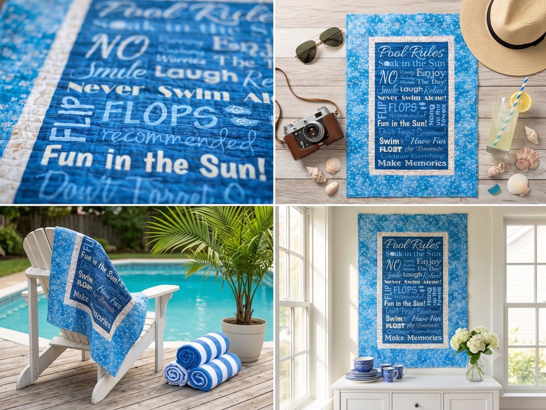 🌊 Bring the Beach Vibe Home: The Story Behind Our "Pool Rules" Quilt! ☀️