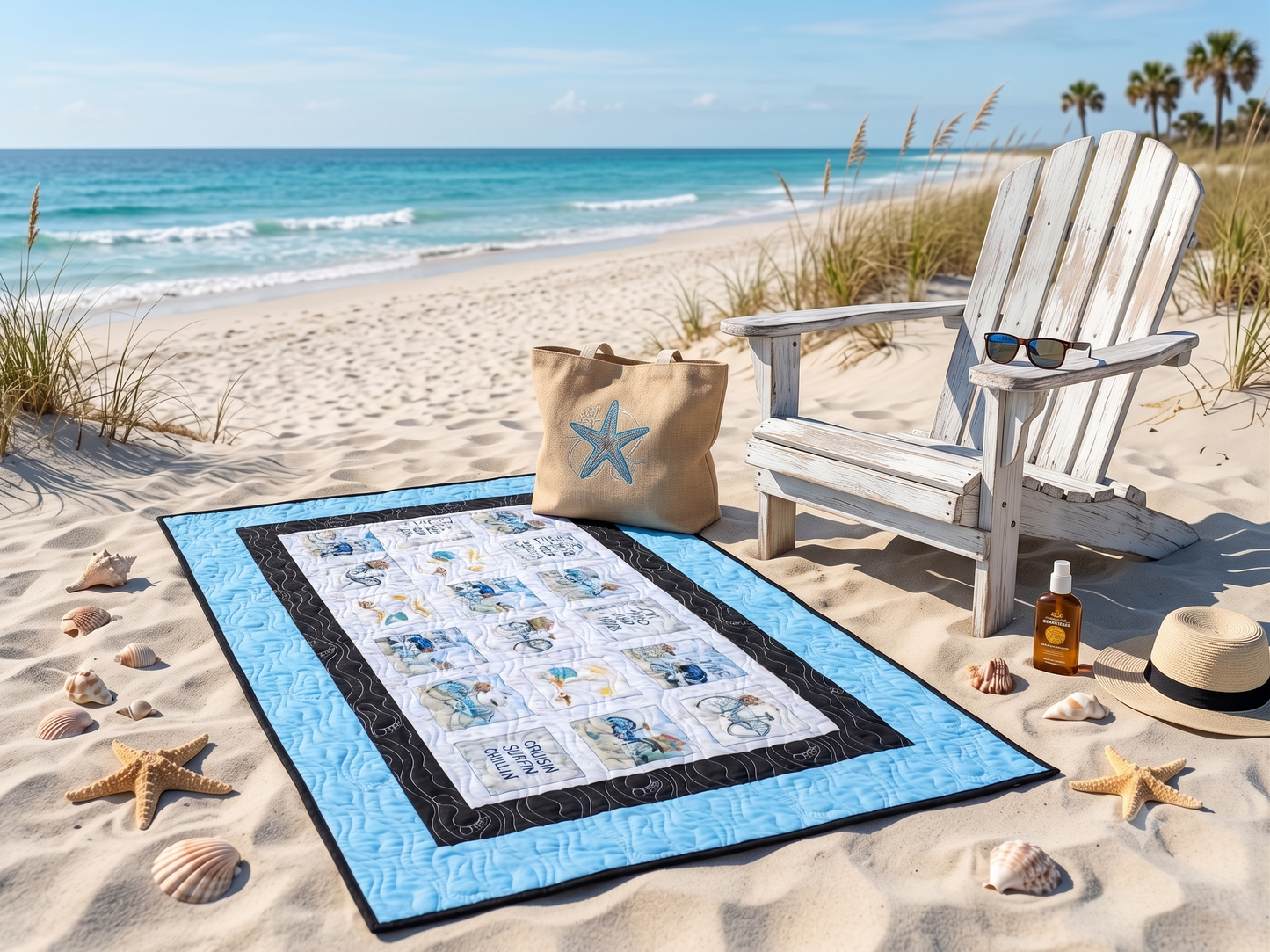 Coastal Vibes Multi-Use Quilt, Play Mat & Tapestry
