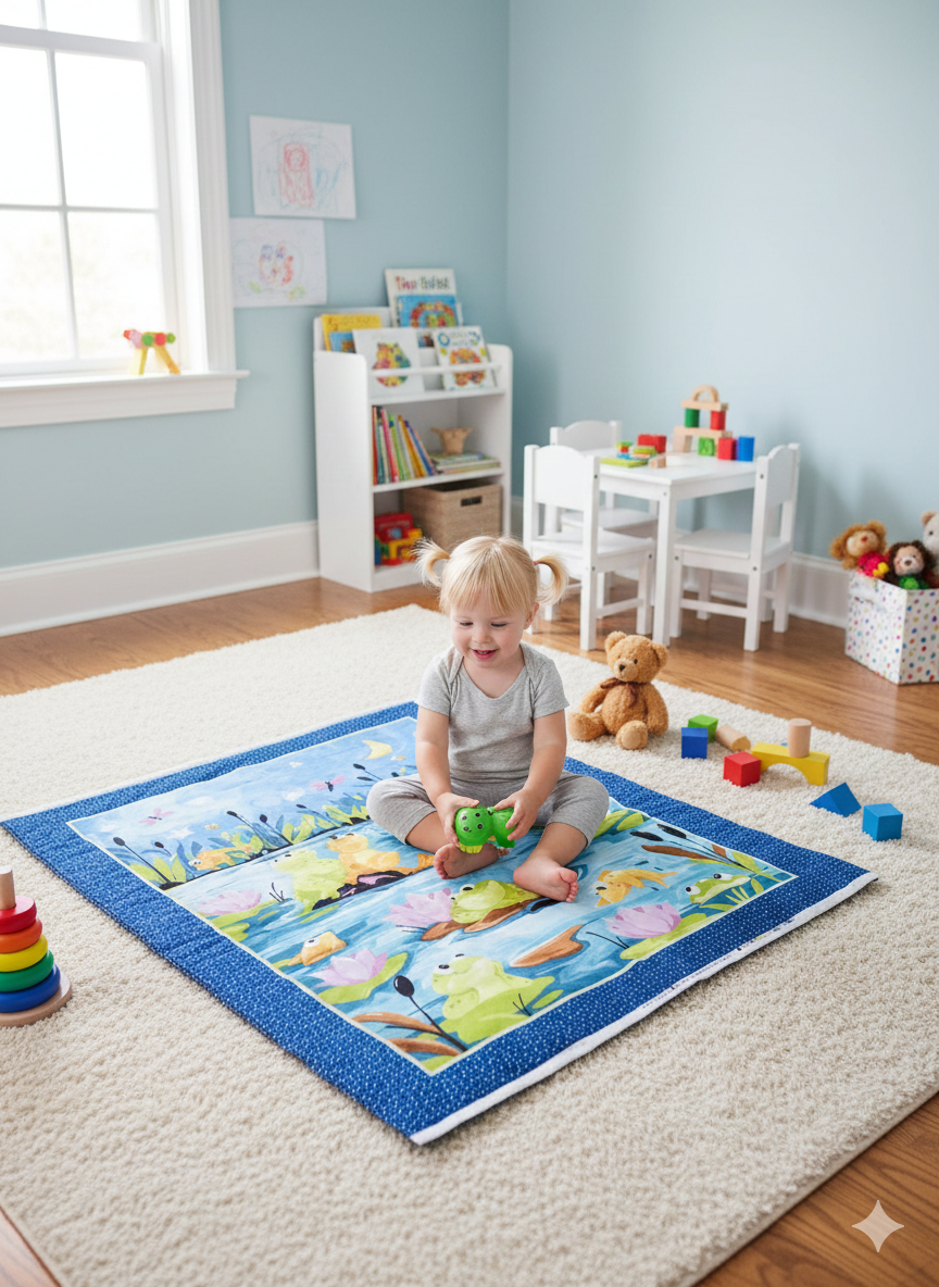 Frogs Lounging Custom Quilt Play Mat
