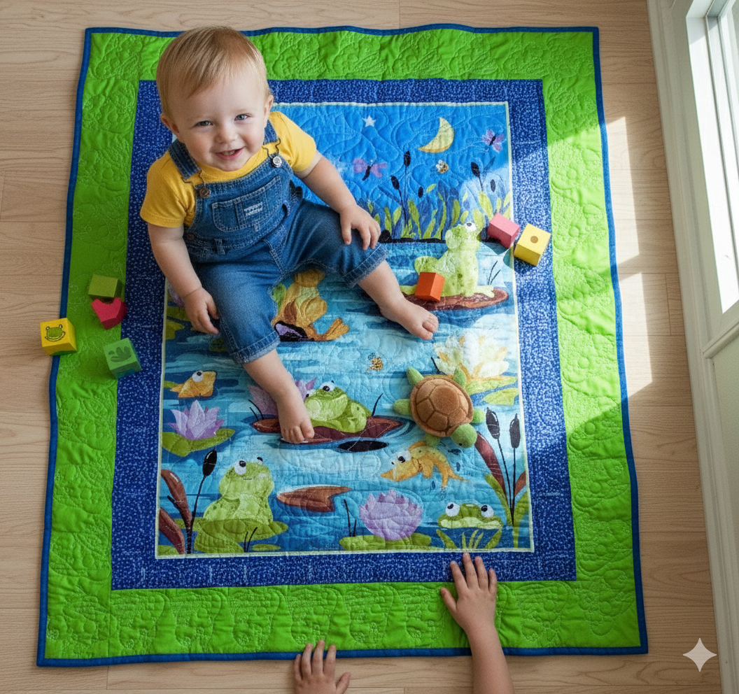 Frogs Lounging Custom Quilt Play Mat