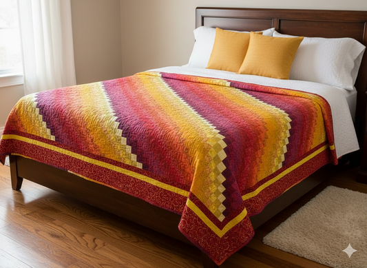 Ignite Your Space: Bold Bargello Waves in Red &amp; Yellow!