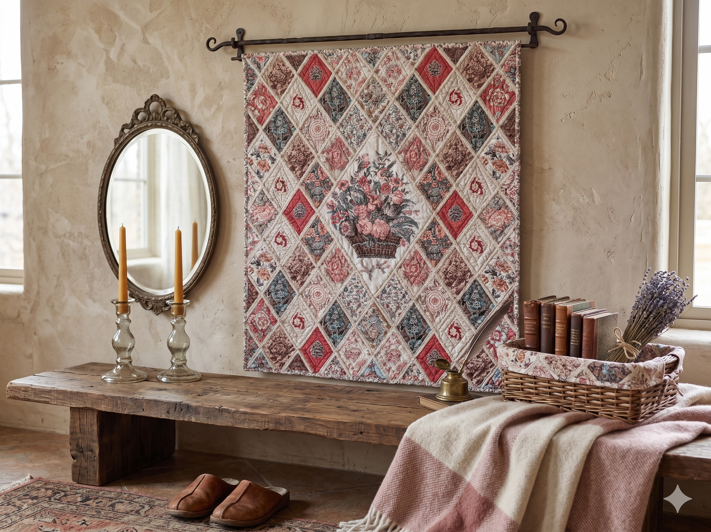 Floral Trellis 36" x 42" Quilted Wall Hanging