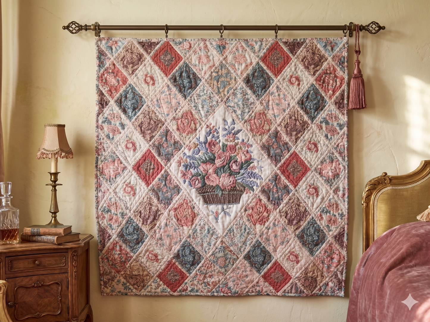 Floral Trellis 36" x 42" Quilted Wall Hanging