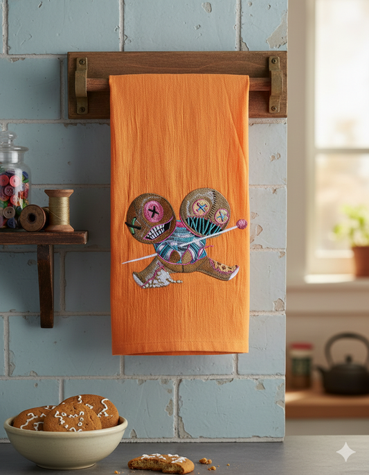 Knotty Creatures Custom Embroidered Halloween Flour Sack Dish Towel