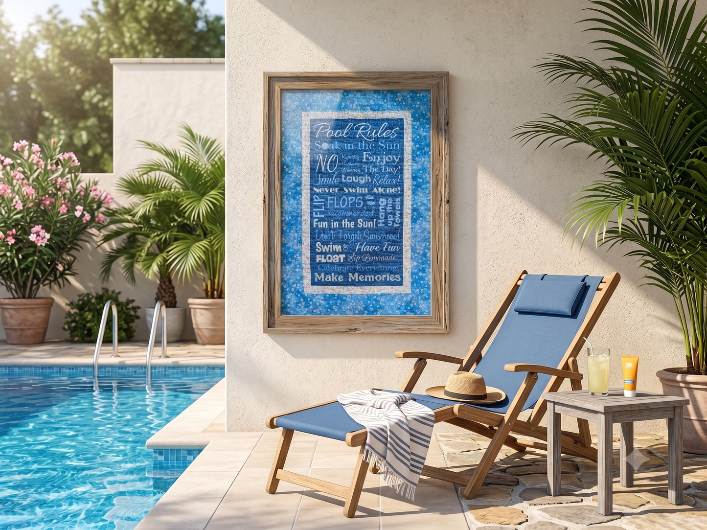 Coastal Pool Rules Handmade Quilt