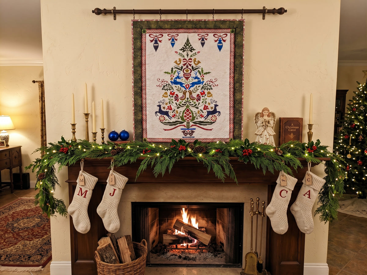 Folk Art Custom Longarm Christmas Tapestry Quilt