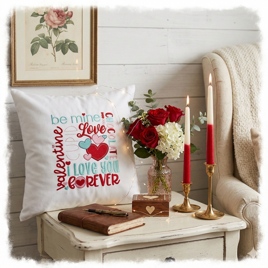 Valentines Day Subway Art Decorative Pillow