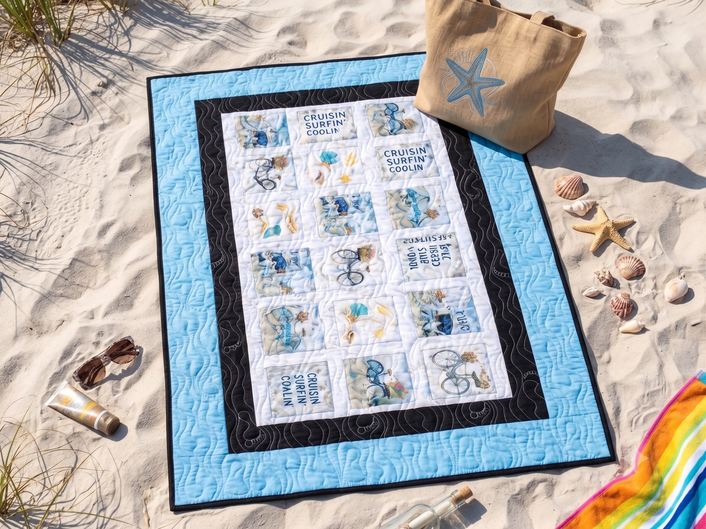 Coastal Vibes Multi-Use Quilt, Play Mat & Tapestry