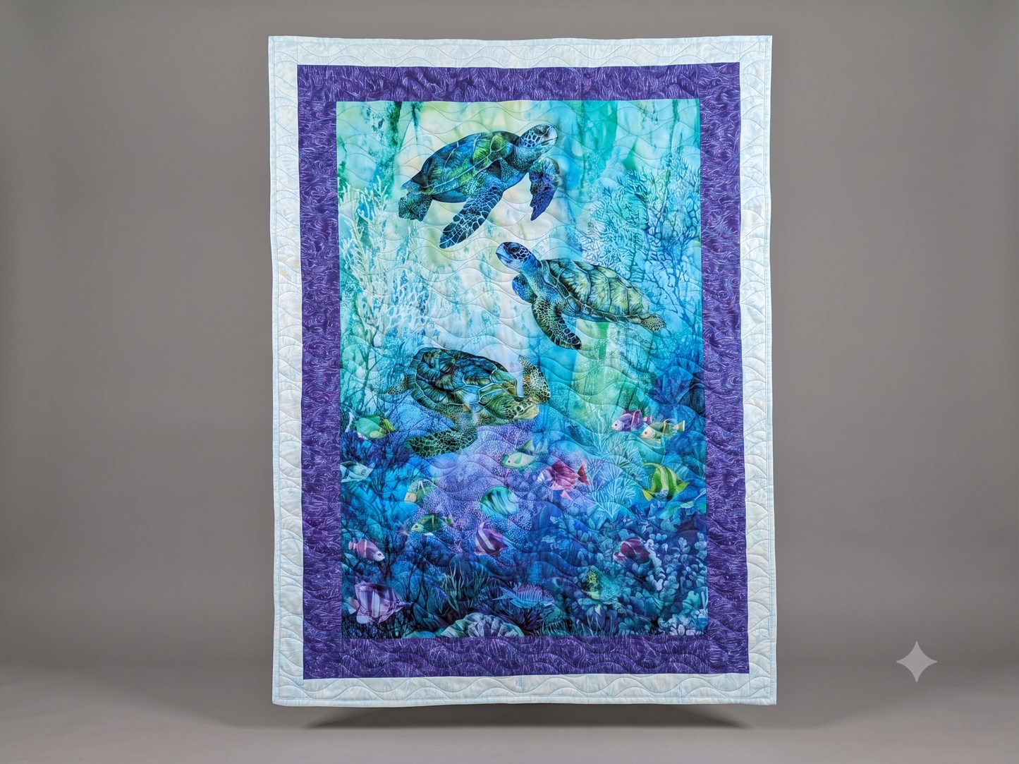 Beautiful Sea Turtle Quilt & Matching Tote Bag Set