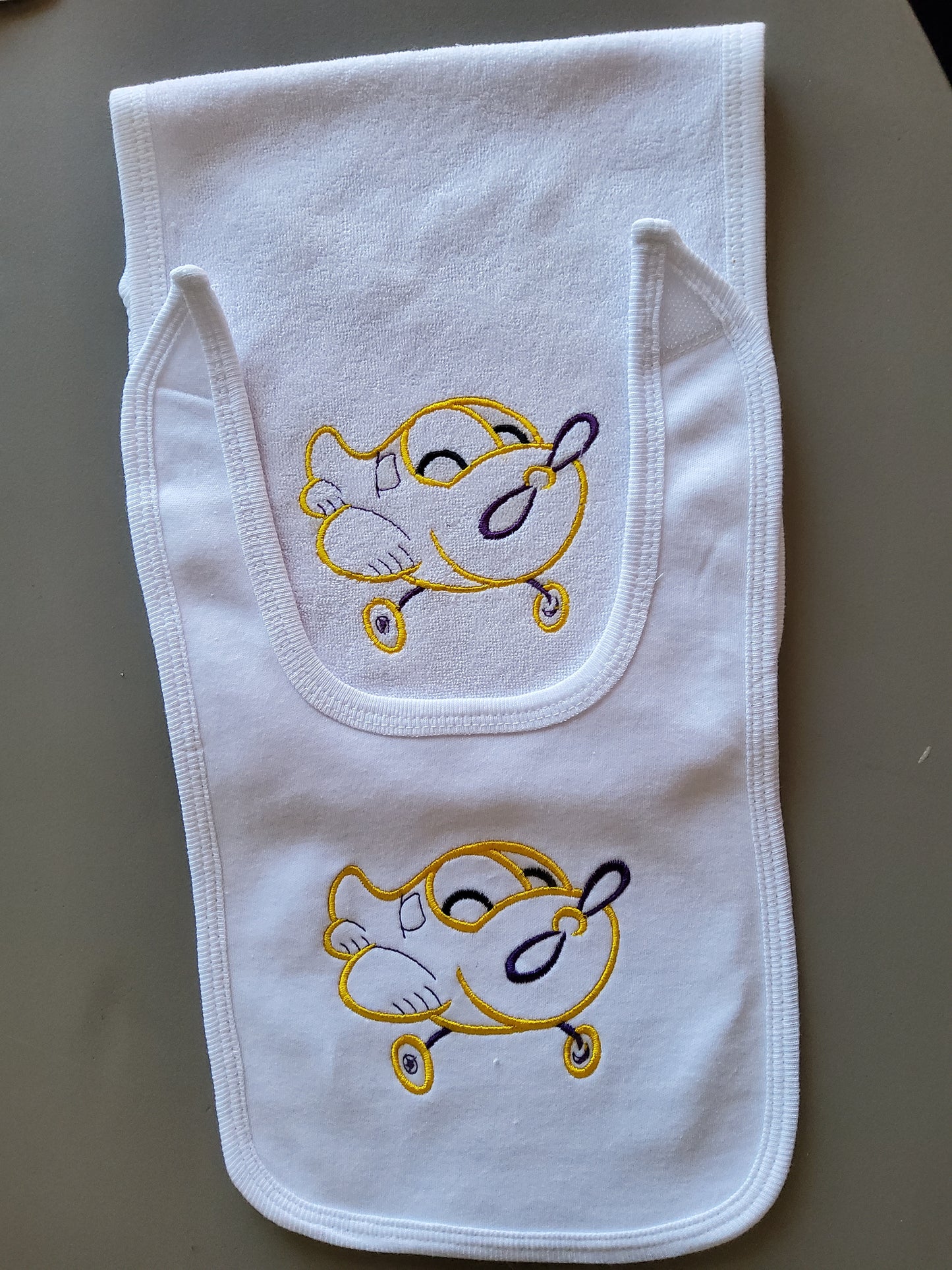 Happy Airplane!  Custom Embroidered Bib and Burp Cloth