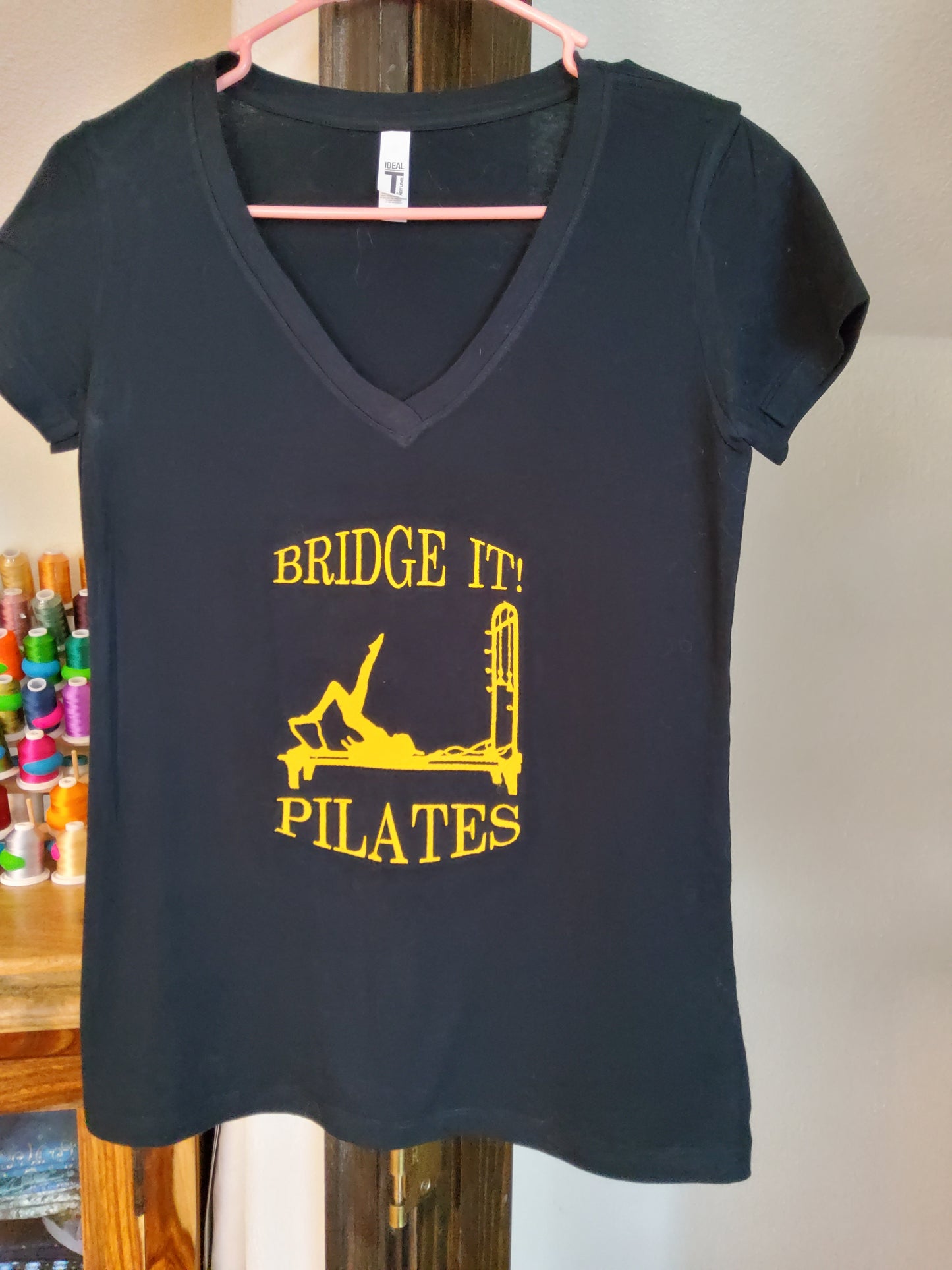 Custom Embroidered Women's Pilates Themed V Neck T-Shirt