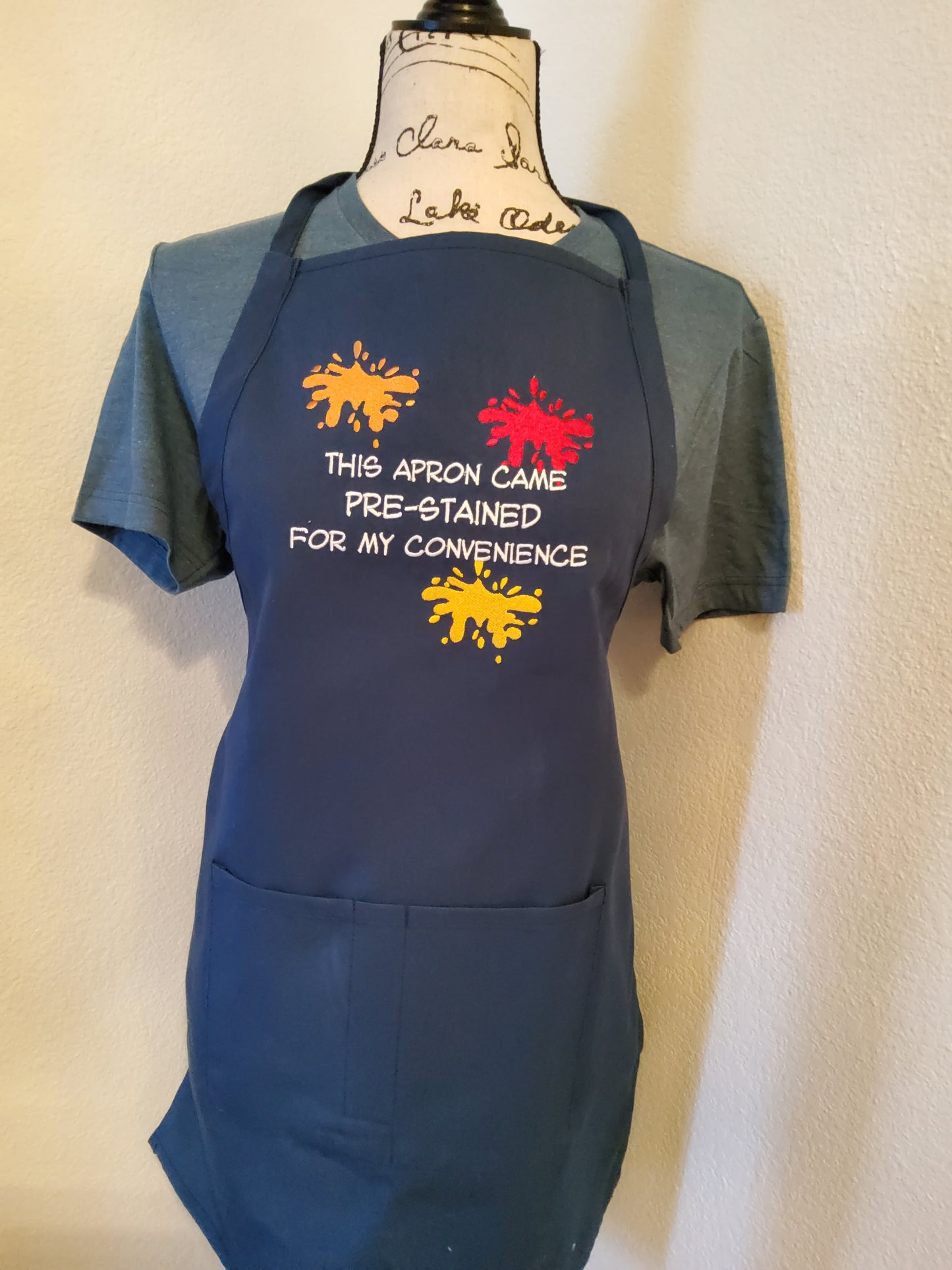 "This Apron Came Pre-Stained For My Convenience" Custom Embroidered Apron