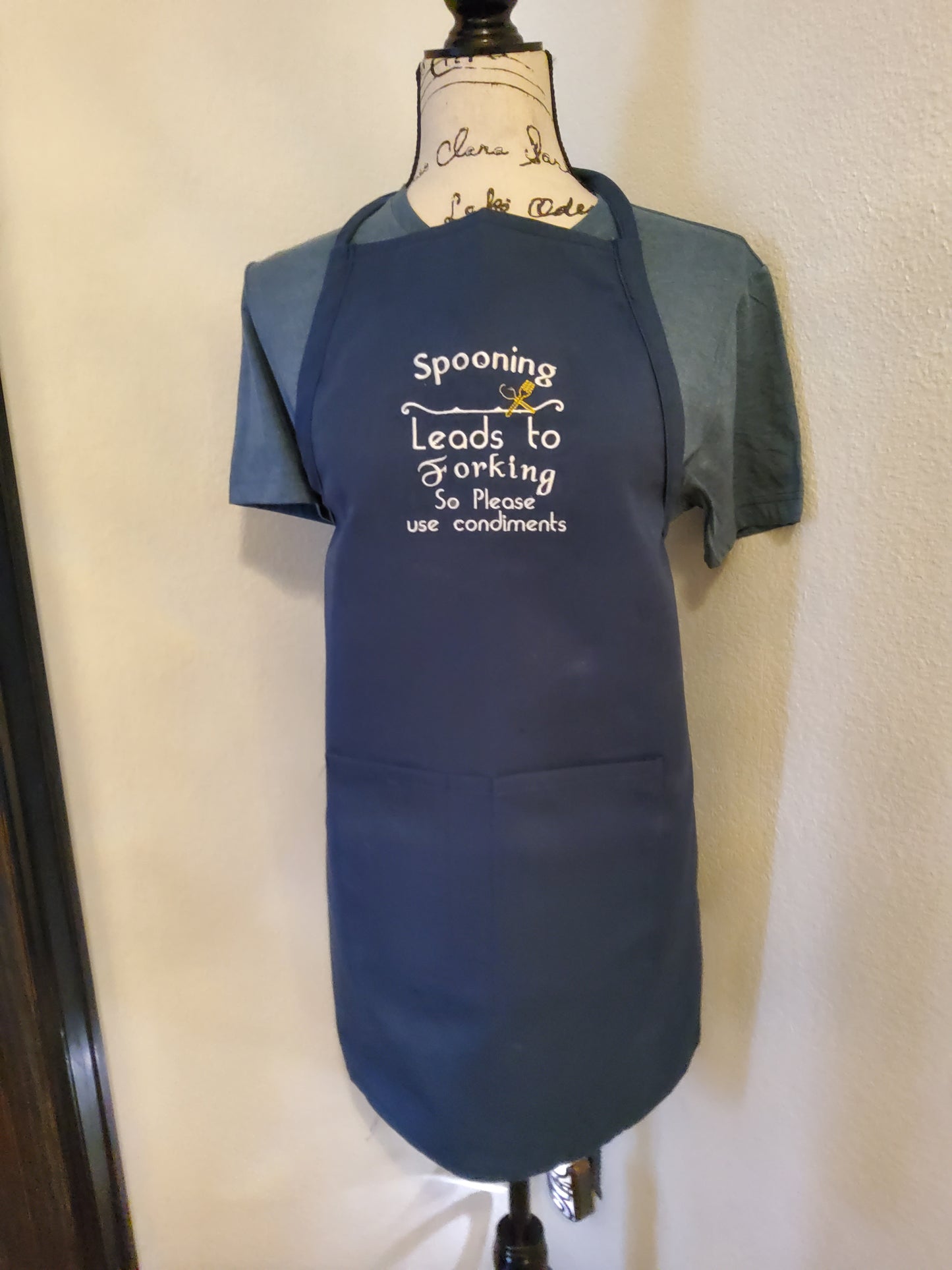 "Spooning/Forking" Custom Embroidered Apron