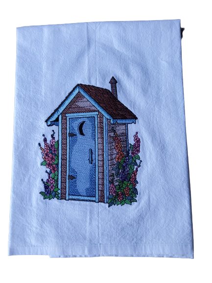 Dish Towel - "Floral Outhouse"