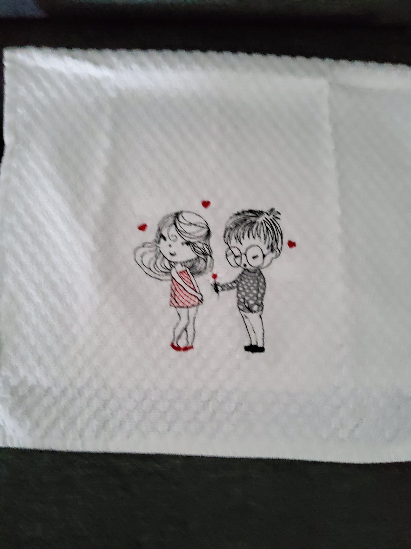 Young Love Flower Valentine Dish Towel