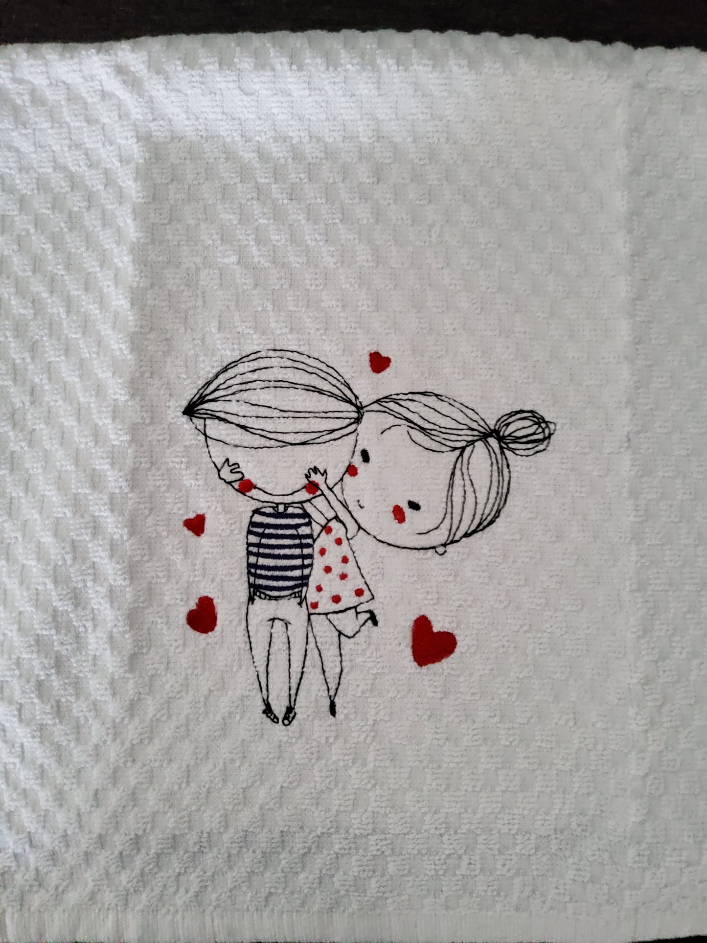 Young Love "Guess Who?" Valentines Dish Towel