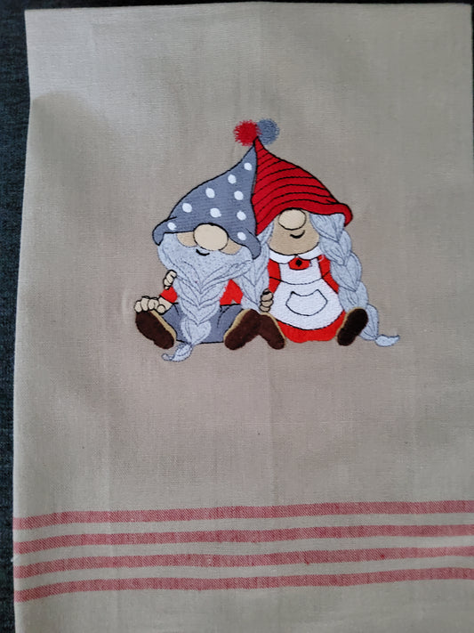 Gnomes in Love Valentines Dish Towel