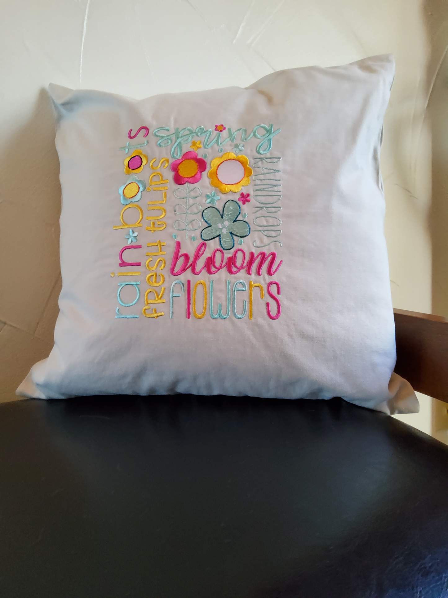 "Spring" Custom Embroidered Decorative Pillow