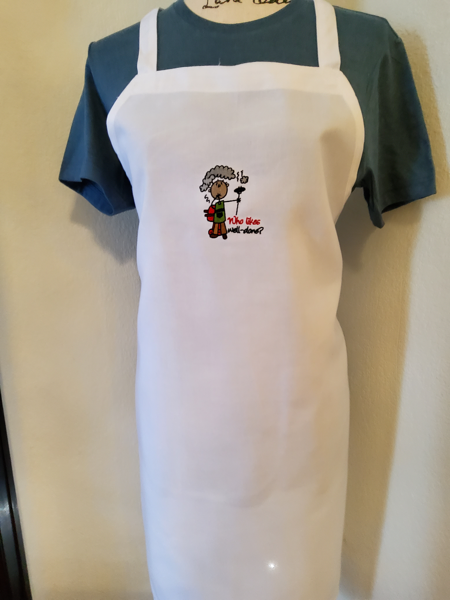 "Who Likes Well-Done?" Custom Embroidered Apron