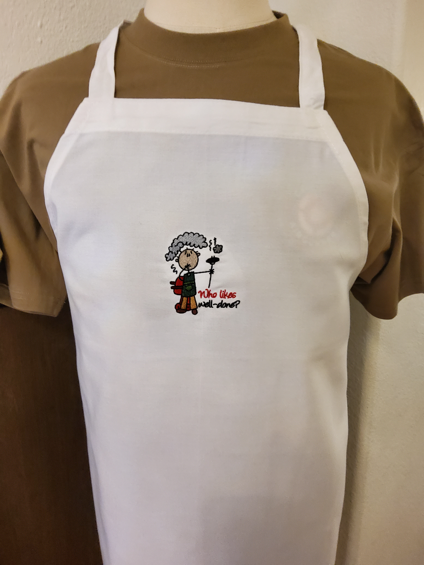 "Who Likes Well-Done?" Custom Embroidered Apron