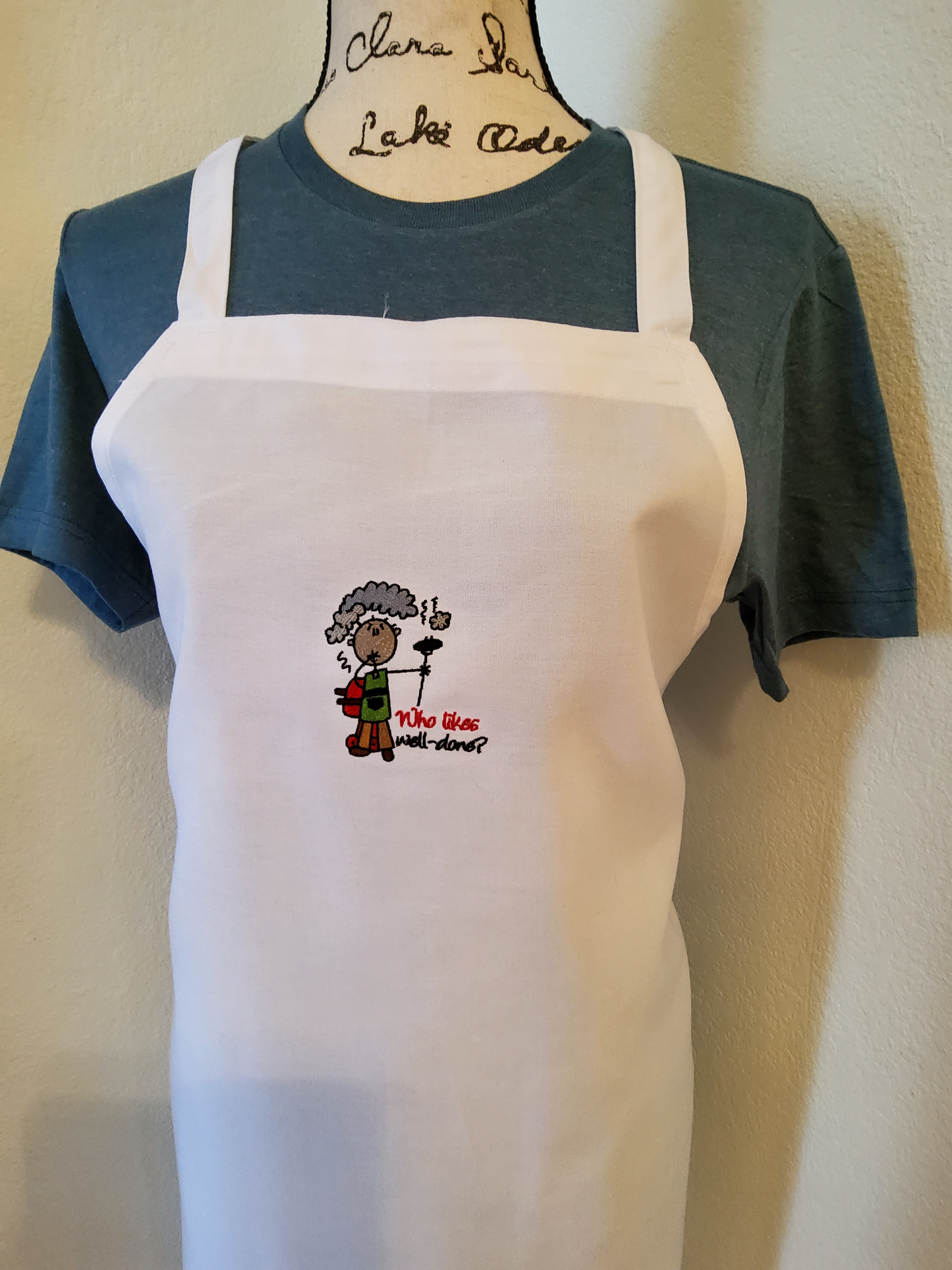 "Who Likes Well-Done?" Custom Embroidered Apron