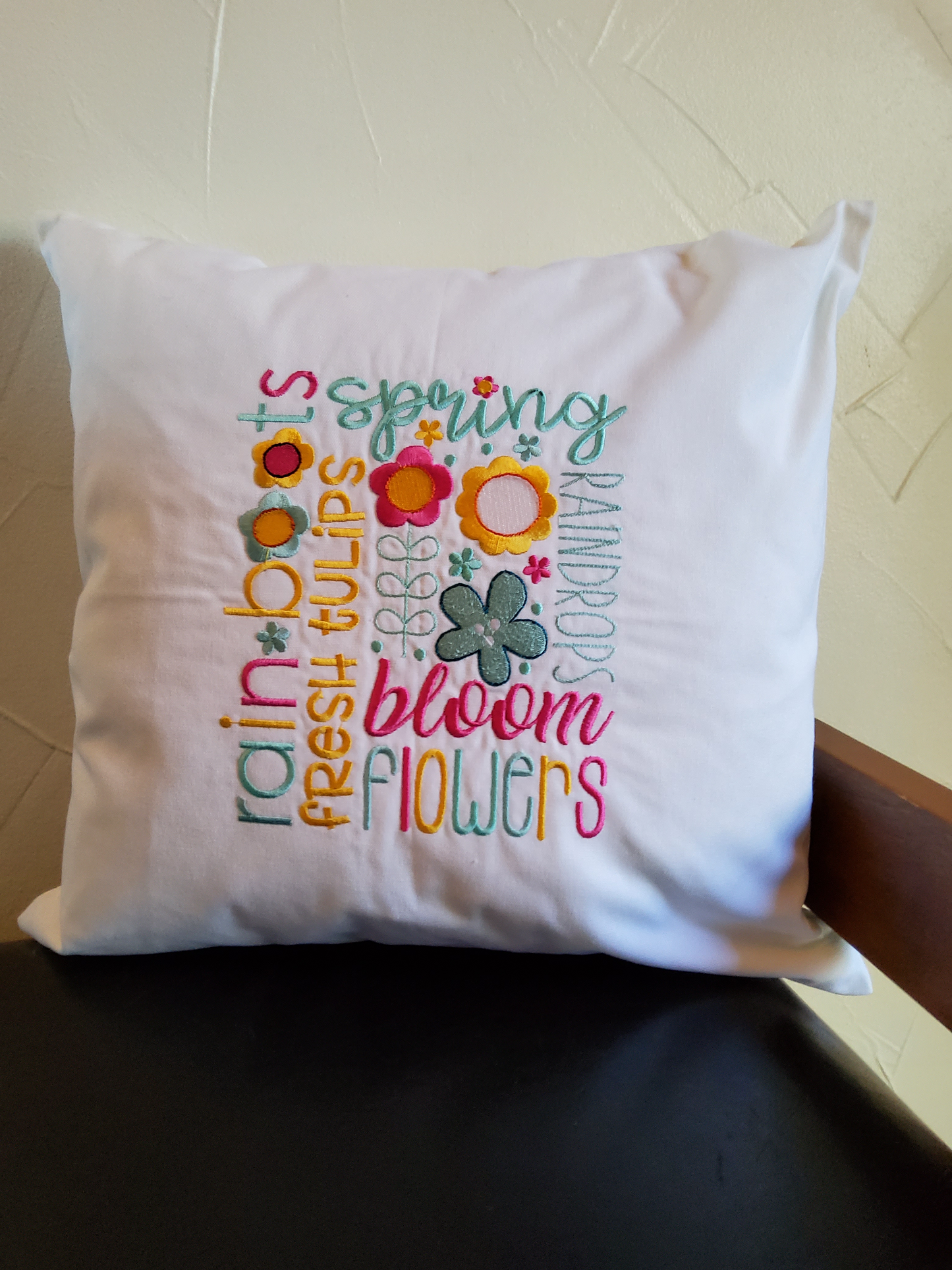 "Spring" Custom Embroidered Decorative Pillow