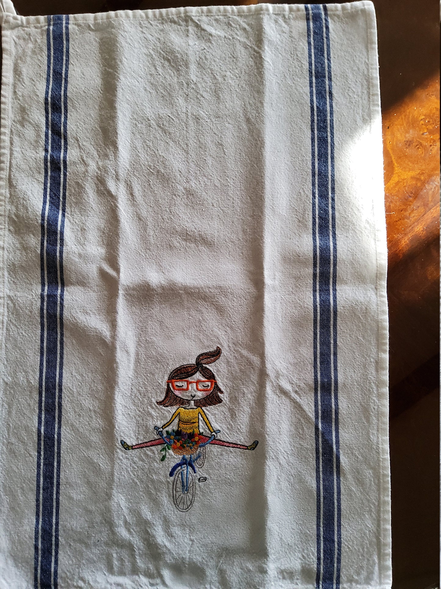 Dish Towel - &quot;Girl on Bike&quot;