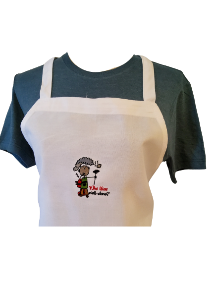 "Who Likes Well-Done?" Custom Embroidered Apron